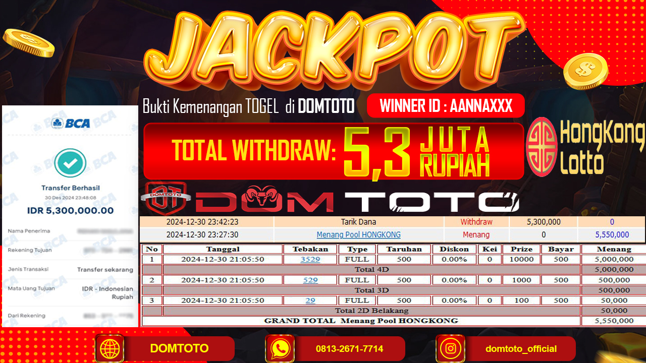 JACKPOT TOGEL HONGKONG 30 DESEMBER 2024